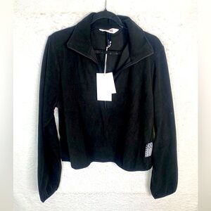 Rains Women’s Black Fleece Pullover 1/2 Zip W/ collar, Size XL NWT